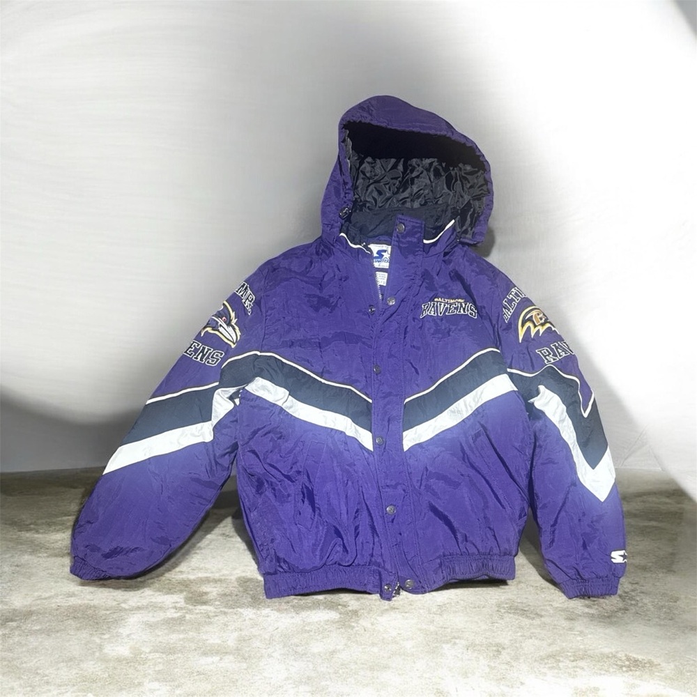 NWT BALTIMORE RAVENS STARTER JACKET WITH DETACHABLE HOOD MEN'S LARGE b100